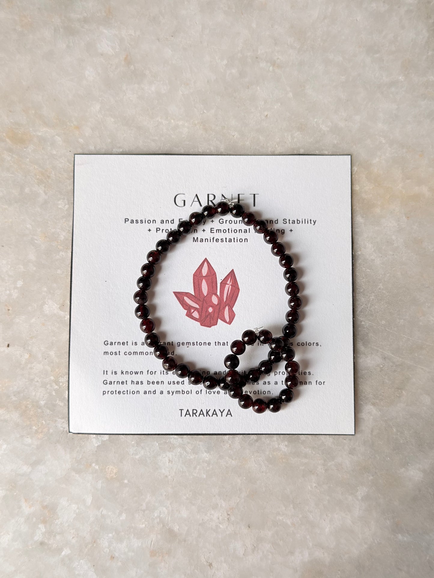 Natural Crystal Garnet 4mm Stretchy Rings & Bracelet