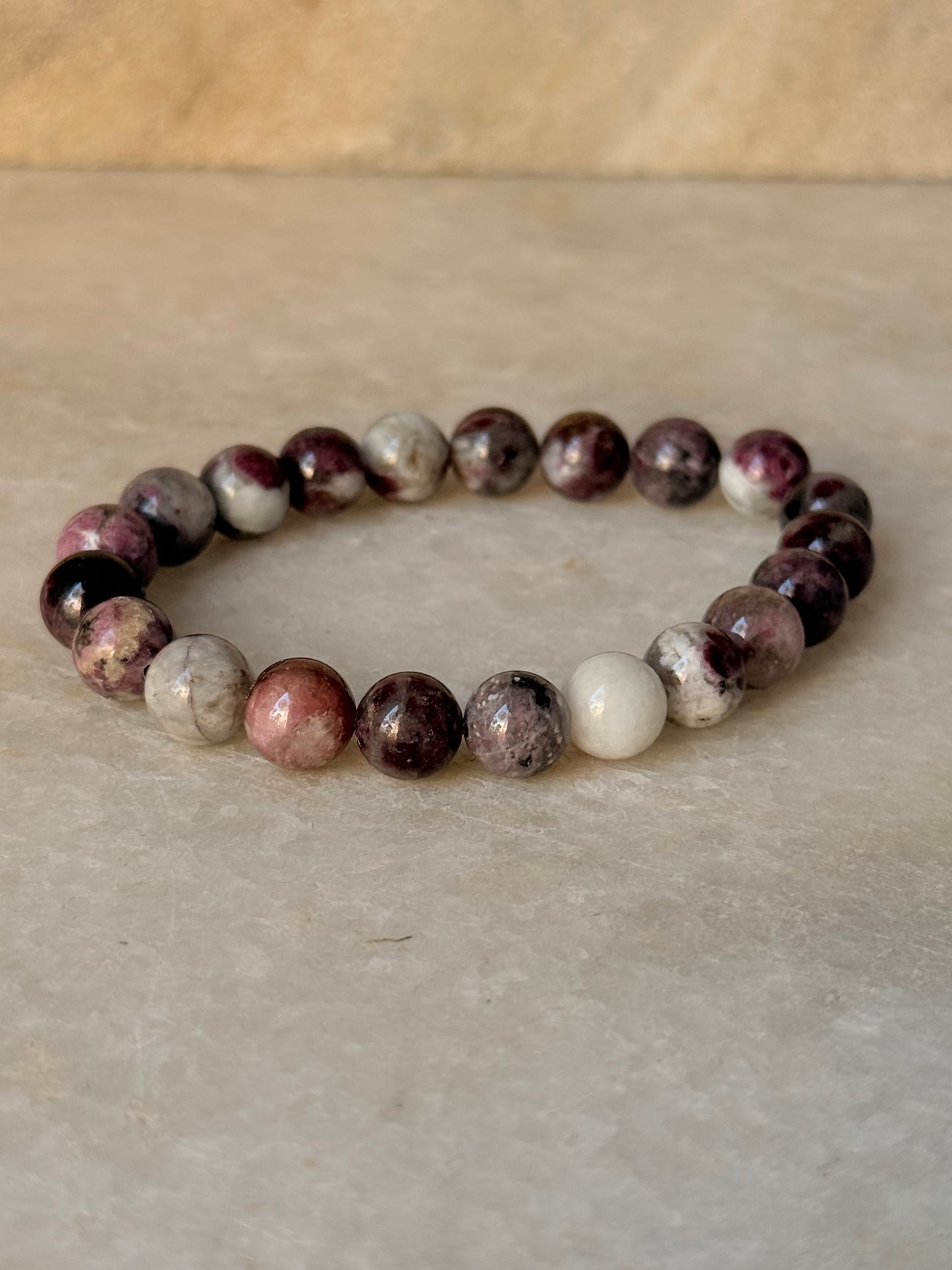 Natural Crystal AA Pink Tourmaline 8mm Bracelet