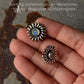 925 Sterling Silver Moonstone Big Sun Stud Earrings