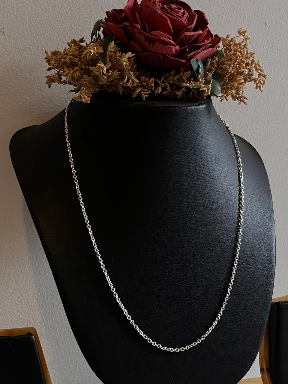 Delicate Cable Minimal Silver Chain Necklace