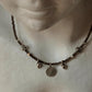 925 Sterling Silver Smokey Quartz 2mm & Hill Tribe Coin Charm & Silver Beads Handcrafted Necklace