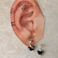 925 Sterling Silver Black Jasper Pearl Butterfly Crystal Studs Earring