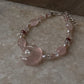 Moonlit Bloom ~Rose Quartz Crescent Moon, Clear Quartz & Pearl Crystal 925 Sterling Silver Bracelet