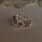 Statement ruby ring with lab-grown flowers in adjustable 925 silver band
