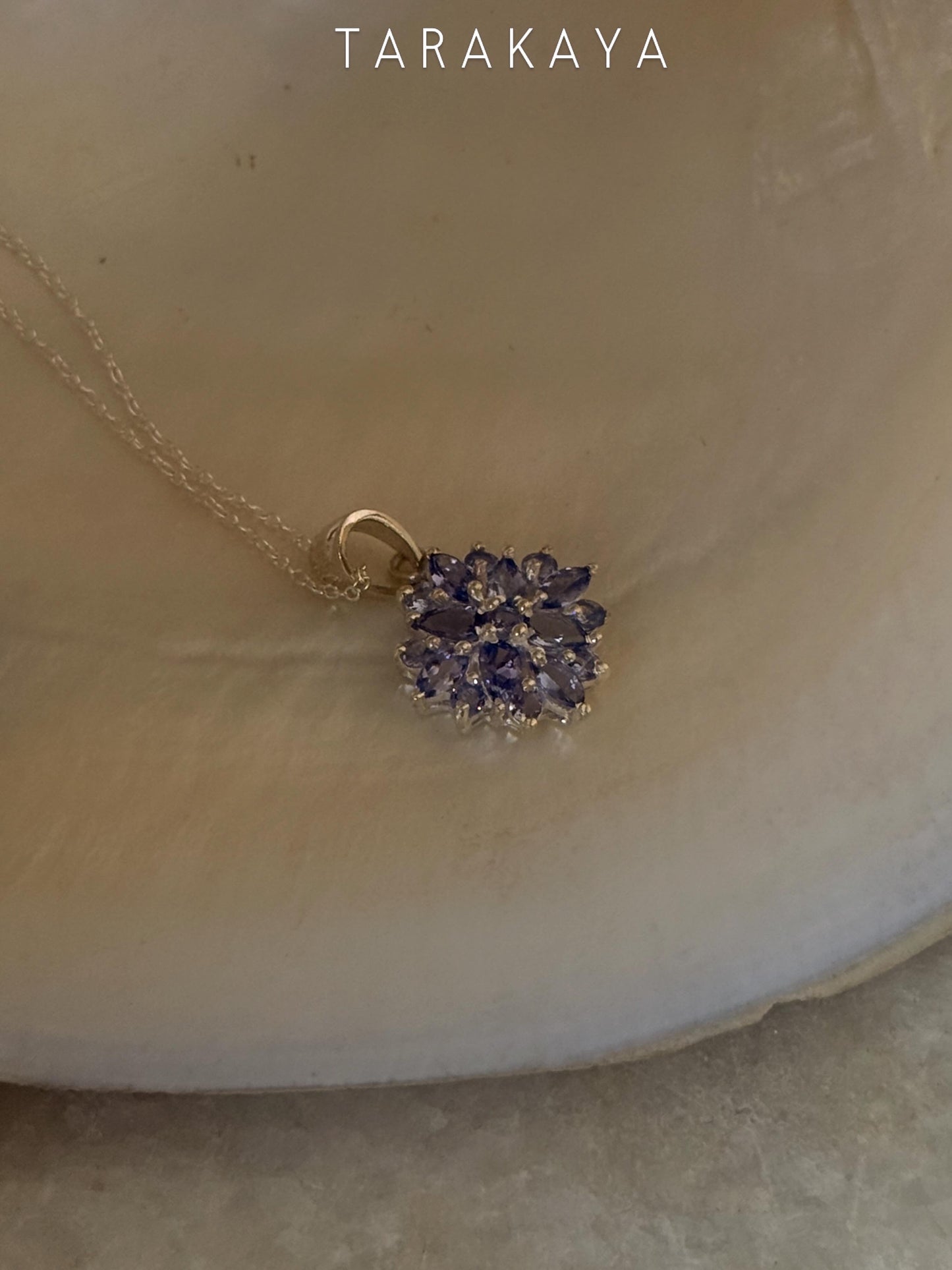 925 Sterling Silver Tanzanite big Flower Statement Pendant
