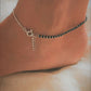 Nazariya Black Bead Half Chain Anklet in Silver
