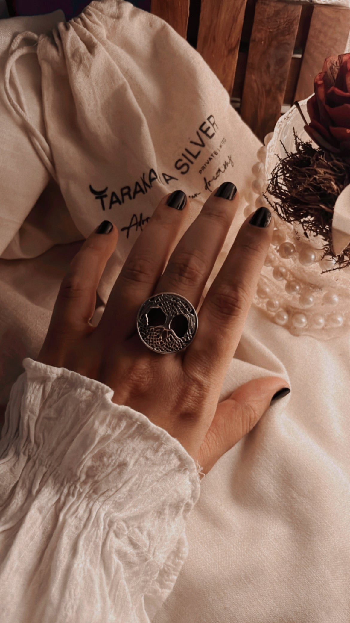 Bold Tree of Life chunky ring in sterling silver