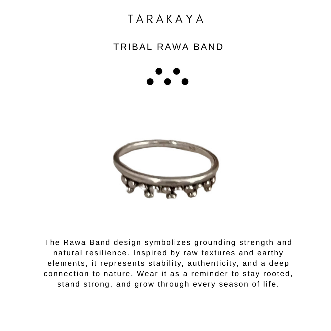 925 Sterling Silver Boho Rawa Plain Band Ring