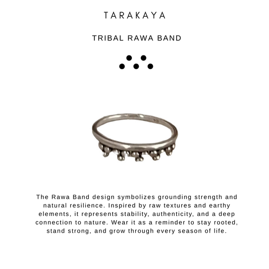 925 Sterling Silver Boho Rawa Plain Band Ring
