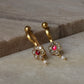 925 Sterling Silver Gold Plated Pink White Stone Kundan Polki & Fresh Water Pearls Charm Bugadi Ear Cuff