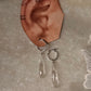 925 Sterling Silver Clear Quartz Drop Carved Charm Italian Hoops Handcrafted