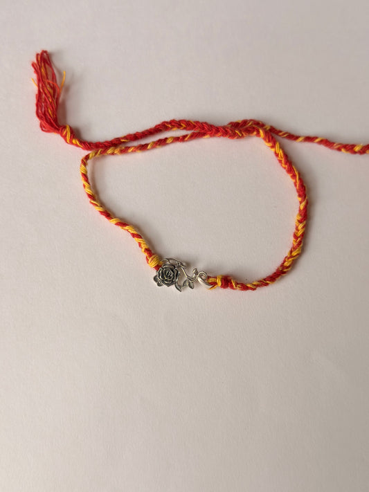 925 Sterling Silver Vintage Rose Reusable as Pendant Handcrafted Rakhi
