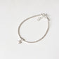 Minimalist Silver Beaded Bracelet with White Topaz Star