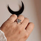 Close-up of Eye of Providence silver ring with detailed craftsmanship