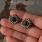 925 Sterling Silver Black Onyx Sun Statement Studs Earrings