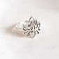 Timeless big silver ring featuring a beautiful lotus flower motif.