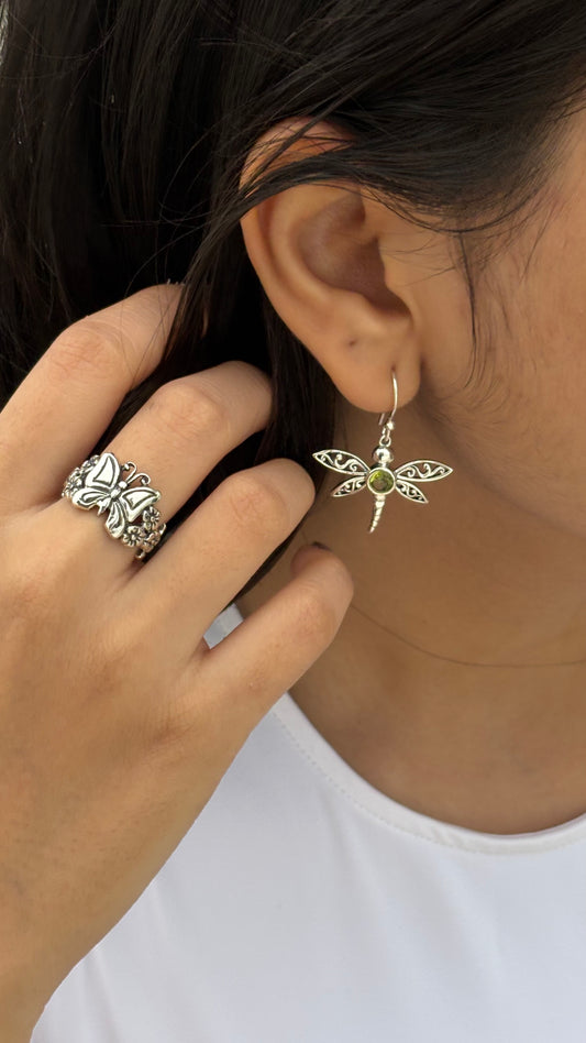 925 Sterling Silver Butterfly Forest Ring