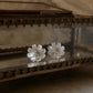 925 Sterling Silver Mother of Pearl Flower Carved , White Topaz North Star Studs - 2 in 1