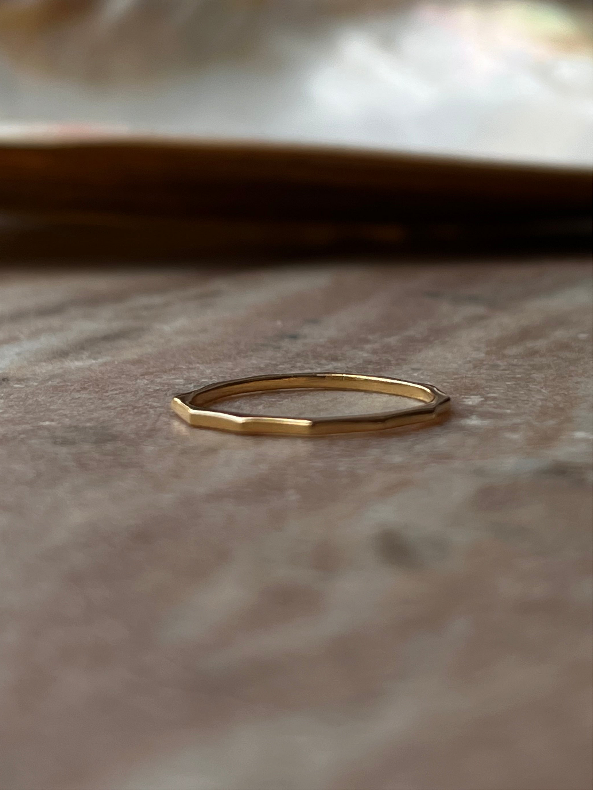 Gold Vermeil Sleek Star Hammered Stackable Ring