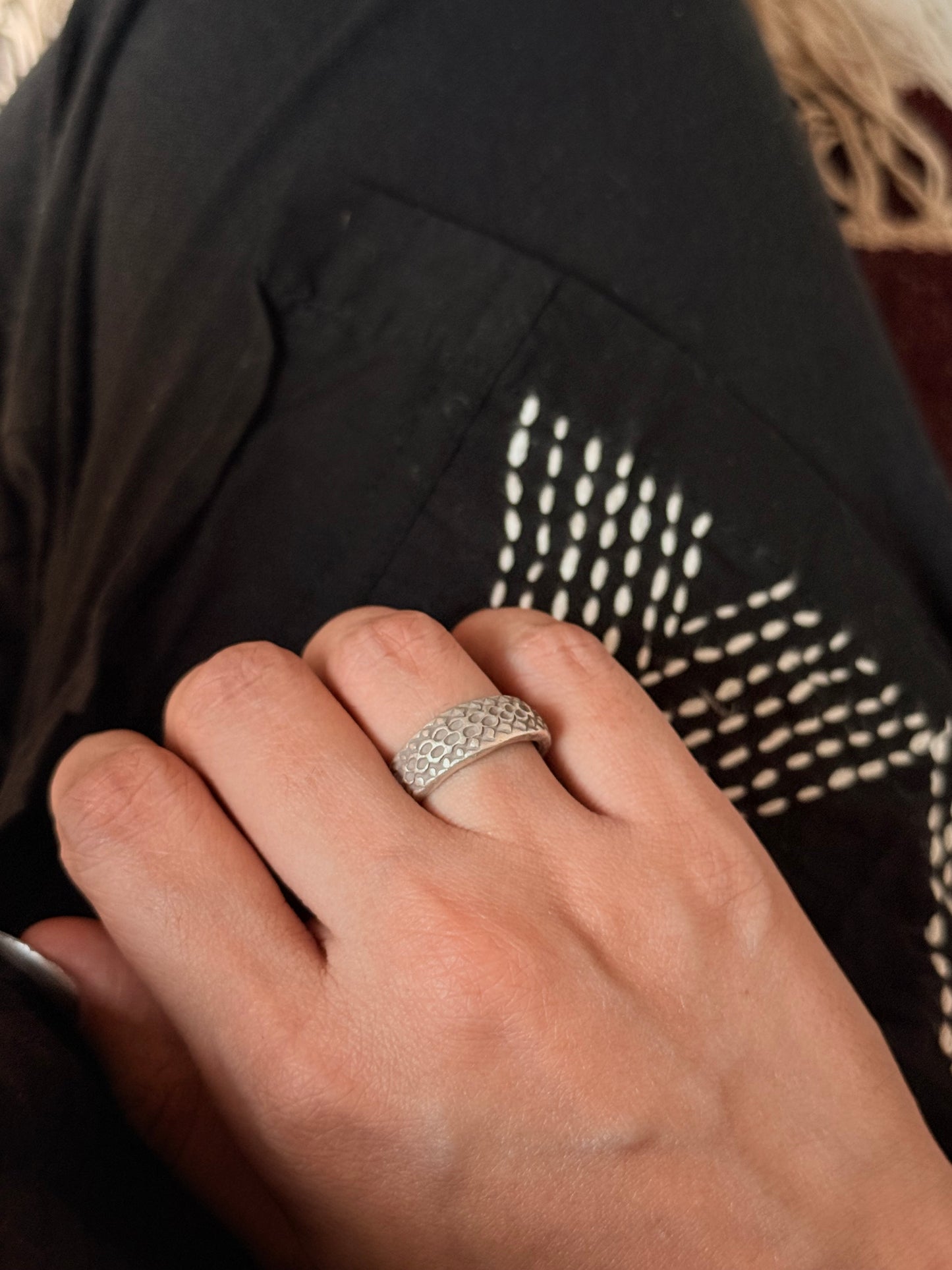 925 Sterling Silver Bohemian Hill Tribe Serpent Aura Band Handcrafted Adjustable Ring
