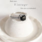 Black Onyx Square Cut Vintage Silver Ring