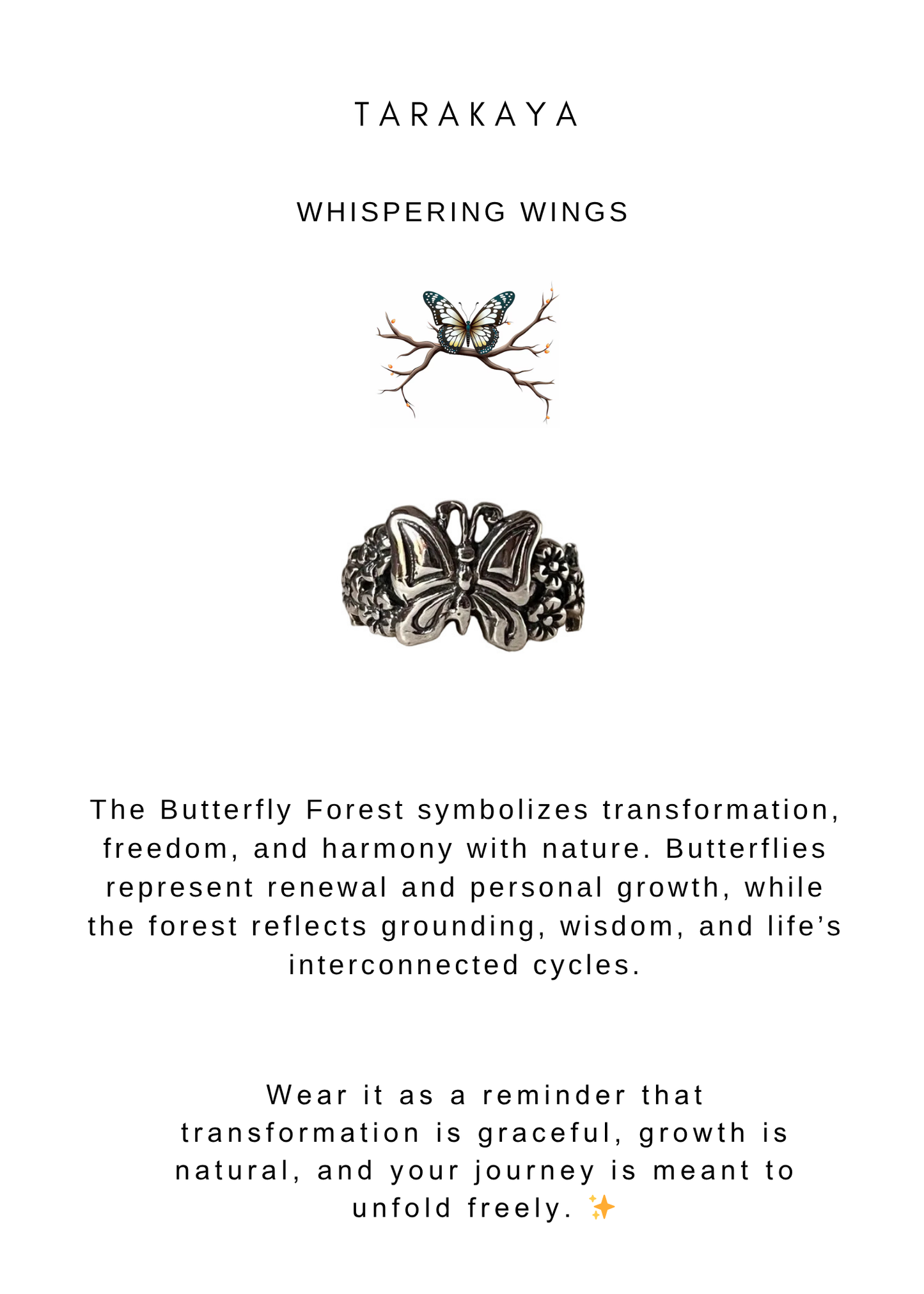 925 Sterling Silver Butterfly Boho Forest Ring