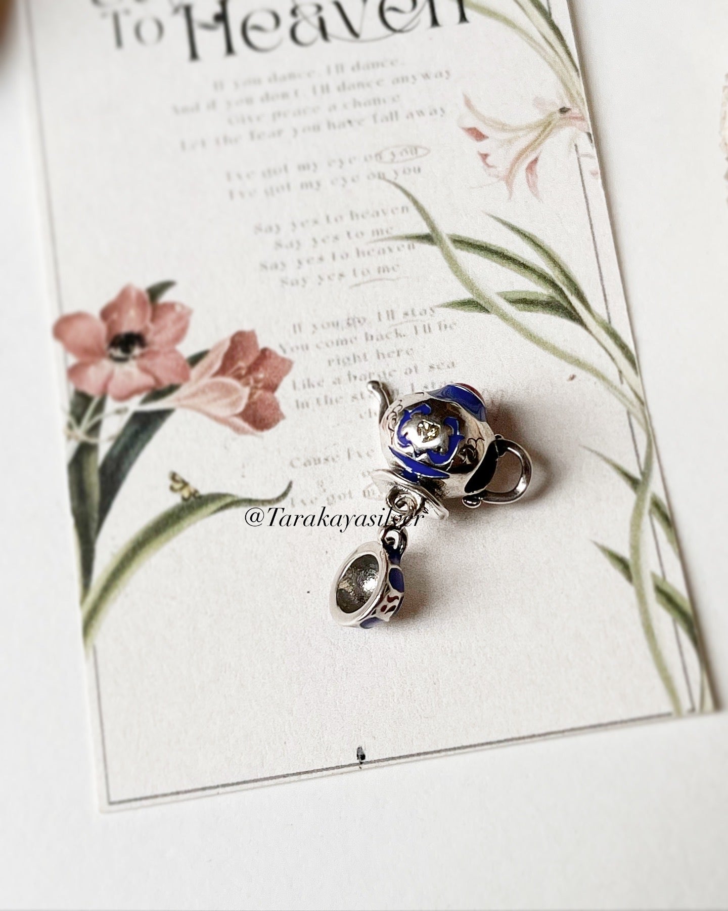  Tea pot and tea cup charm in 925 silver for Pandora bracelet  