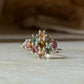 925 Sterling Silver Multi Tourmaline Flower Statement Ring