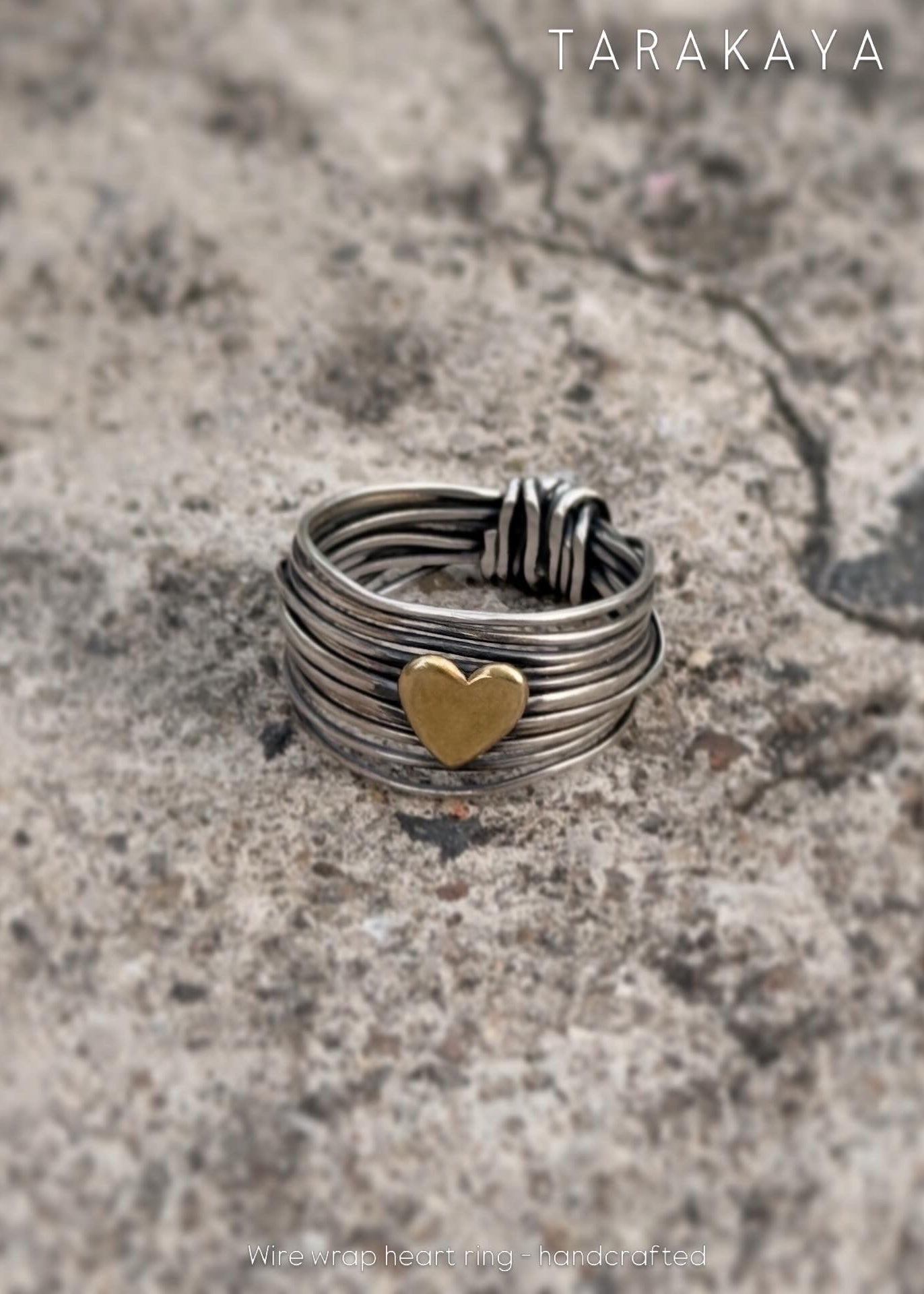 925 Sterling Silver Wire Wrap Heart Handcrafted Band Ring