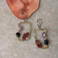 925 Sterling Silver Wire Wrap Contemporary Style Handcrafted Natural Crystals Lever Back Earrings
