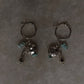 925 Sterling Silver Larimar, Turquoise, Dalmatian Jasper With Paper Clip Chain Earrings