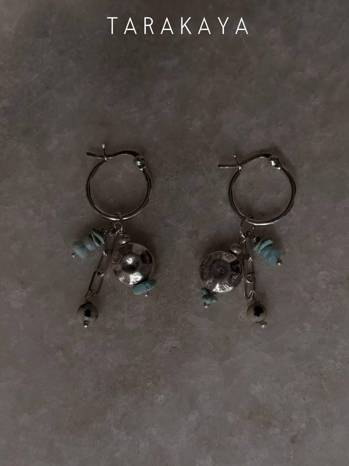 925 Sterling Silver Larimar, Turquoise, Dalmatian Jasper With Paper Clip Chain Earrings