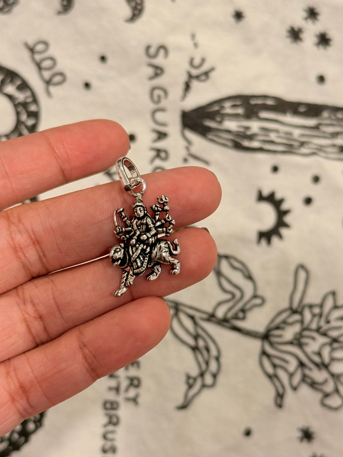 925 Sterling Silver Durga Maa Pendant