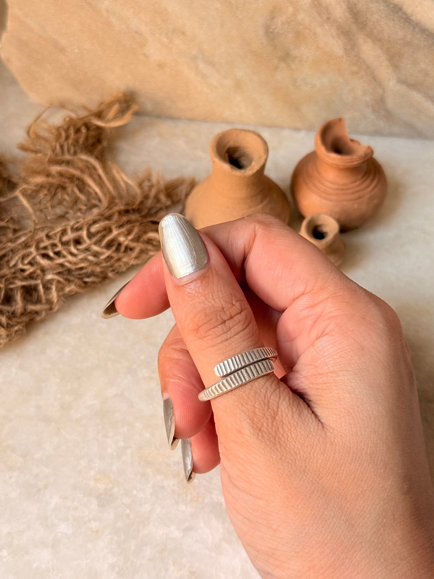 925 Sterling Silver Bohemian Hill Tribe Handcrafted Adjustable Ring
