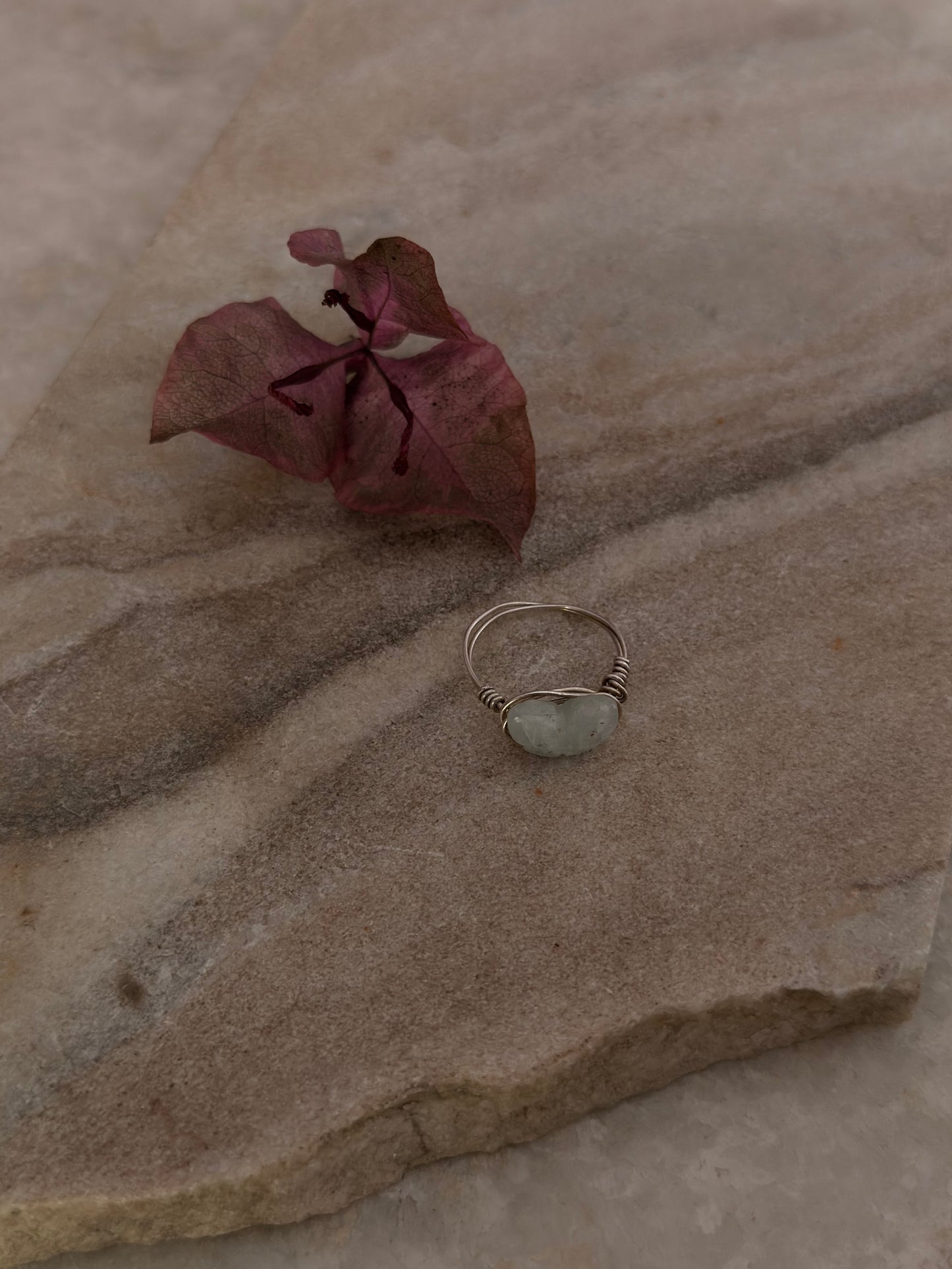 925 Sterling Silver Aquamarine Butterfly Wire Wrapped Handcrafted Ring