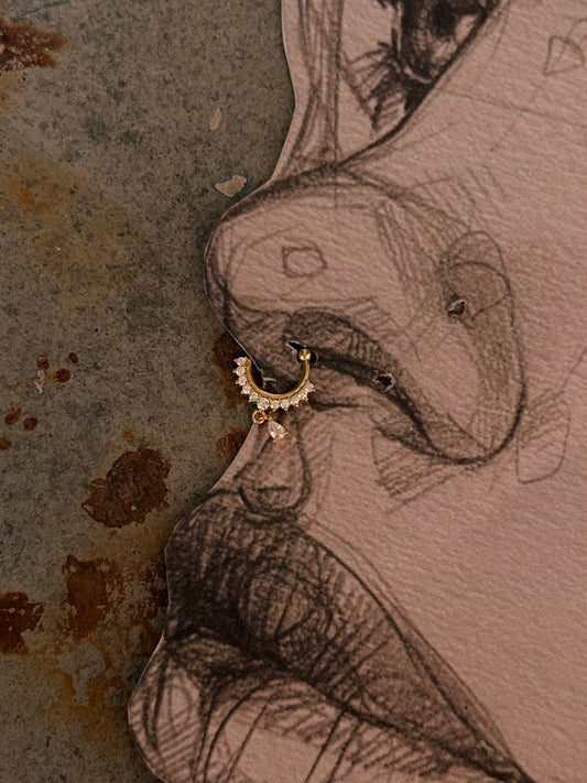 925 Sterling Silver Gold Vermeil Cz Septum Clip ons