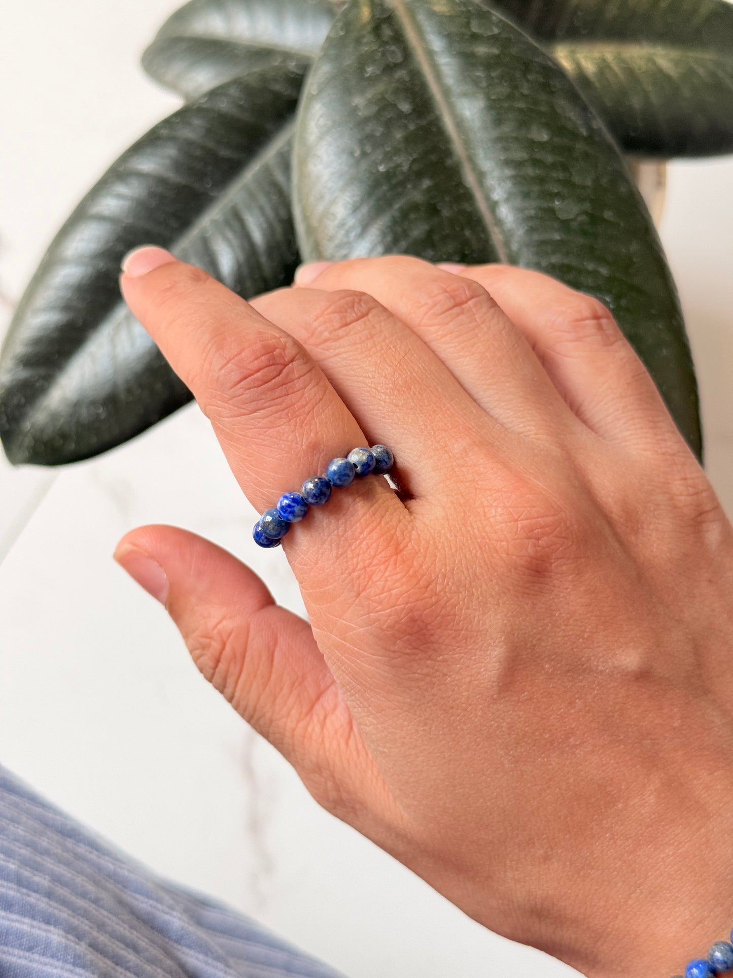 Natural Crystal Lapis Lazuli 4mm Stretchy Rings
