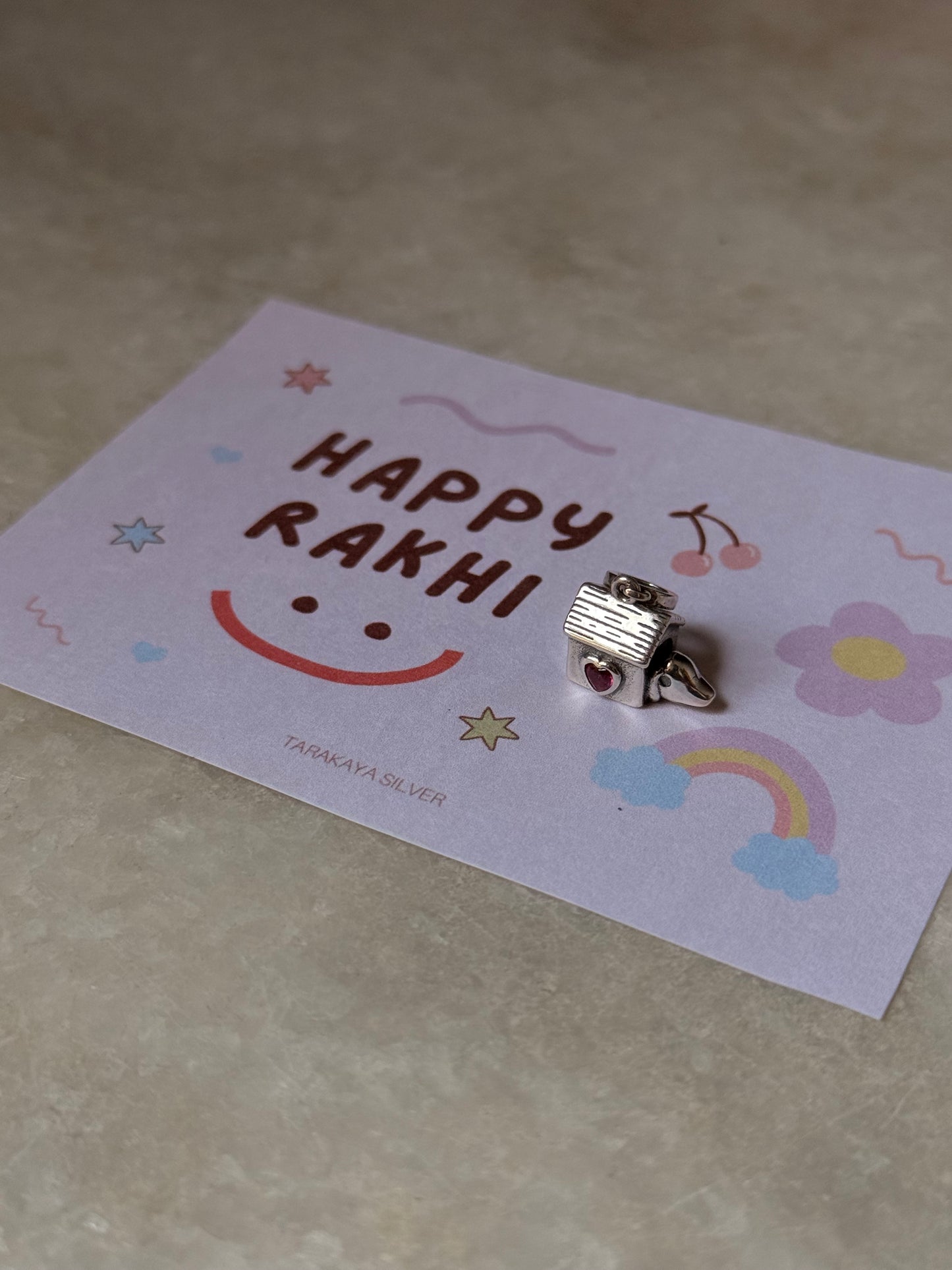 925 Sterling Silver Cute Dog House Charm - Reusable as Pendant / Bracelet Charm - Handcrafted Rakhi