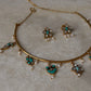 925 Sterling Silver Turquoise , Fresh Water Pearls & Kundan Polki Handcrafted Gold Plated Necklace Set