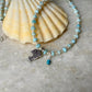 Natural Larimar, Fresh Water Pearls , Silver Fish Charm & Blue Bead Hanging Charm Handcrafted 925 Sterling Silver Necklace