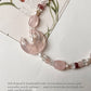 Moonlit Bloom ~Rose Quartz Crescent Moon, Clear Quartz & Pearl Crystal 925 Sterling Silver Bracelet