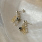 925 Sterling Silver Ethiopian Opals & Fresh Water Pearls Hand beaded , Floral Charm Handcrafted Studs Earrings