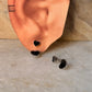 925 Sterling Silver Black Heart Enamel Studs