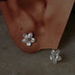 925 Sterling Silver Mother of Pearl Flower Carved Removable Studs