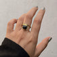 925 Sterling Silver Black Onyx Spinner Dual Tone Rustic Ring