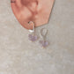925 Sterling Silver Amethyst Butterfly & Pearls Lever Back Earrings