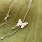 925 Sterling Silver Mother of Pearl Butterfly, Adjustable Chain With Fresh Water Pearls Charm Handcrafted Necklace