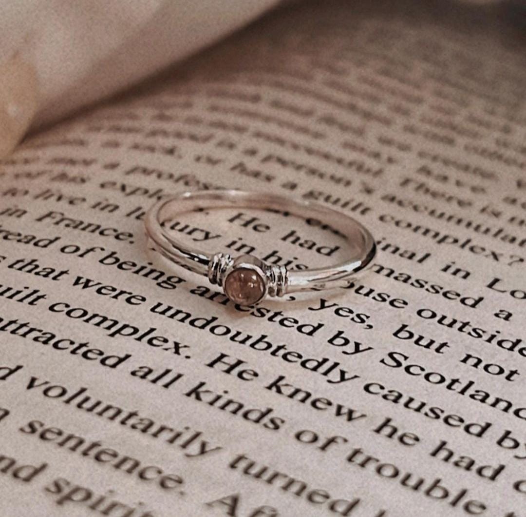 Sterling Silver Pink Tourmaline Plain Band Ring