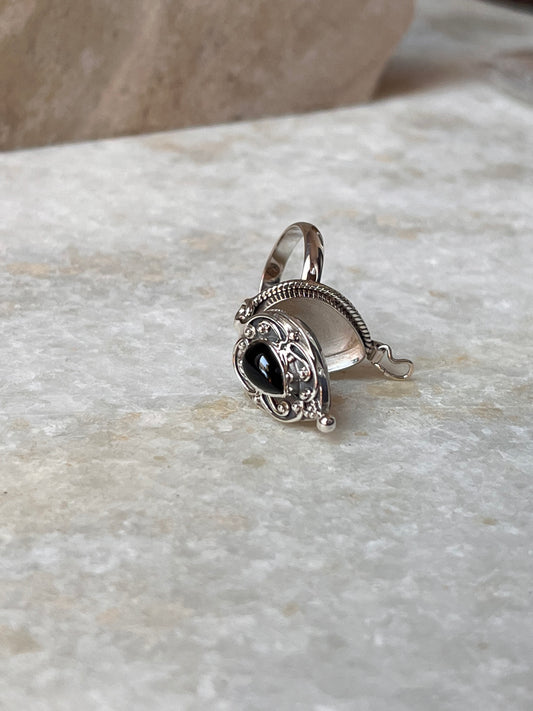 Black Onyx Storage 925 Sterling Silver Ring