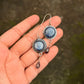 925 Sterling Silver Round Kyanite & Iolite Drop Gothic Rustic Handcrafted Hook Earrings